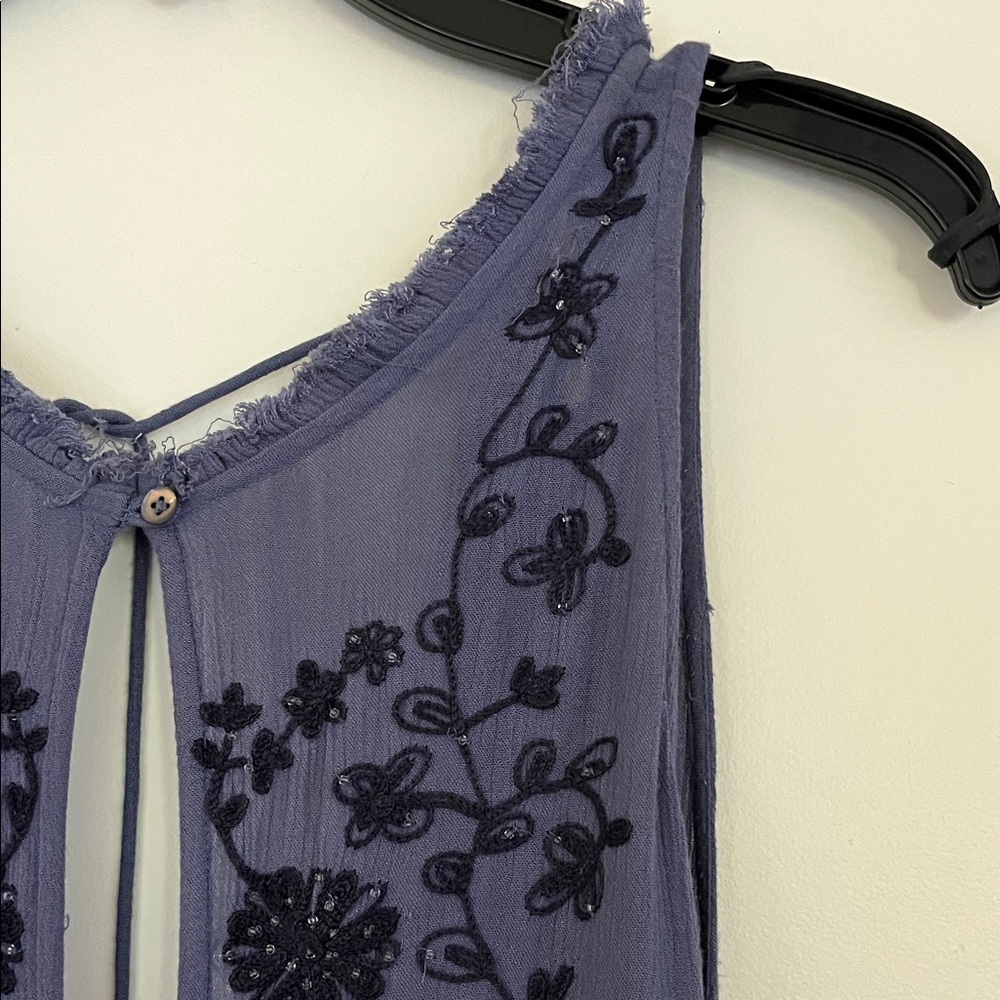 💙✨ Free People Indigo Embroidered Sleeveless Rayon Dress – Size XS ✨ - Picture 6 of 11